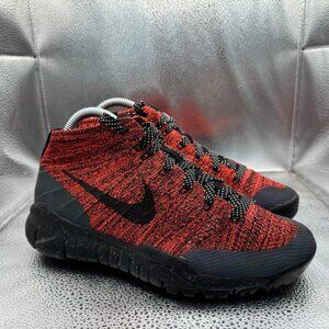Size 7 Nike Fly Knit Chukka Womens Bright Crimson Black Running Shoes 805093-603